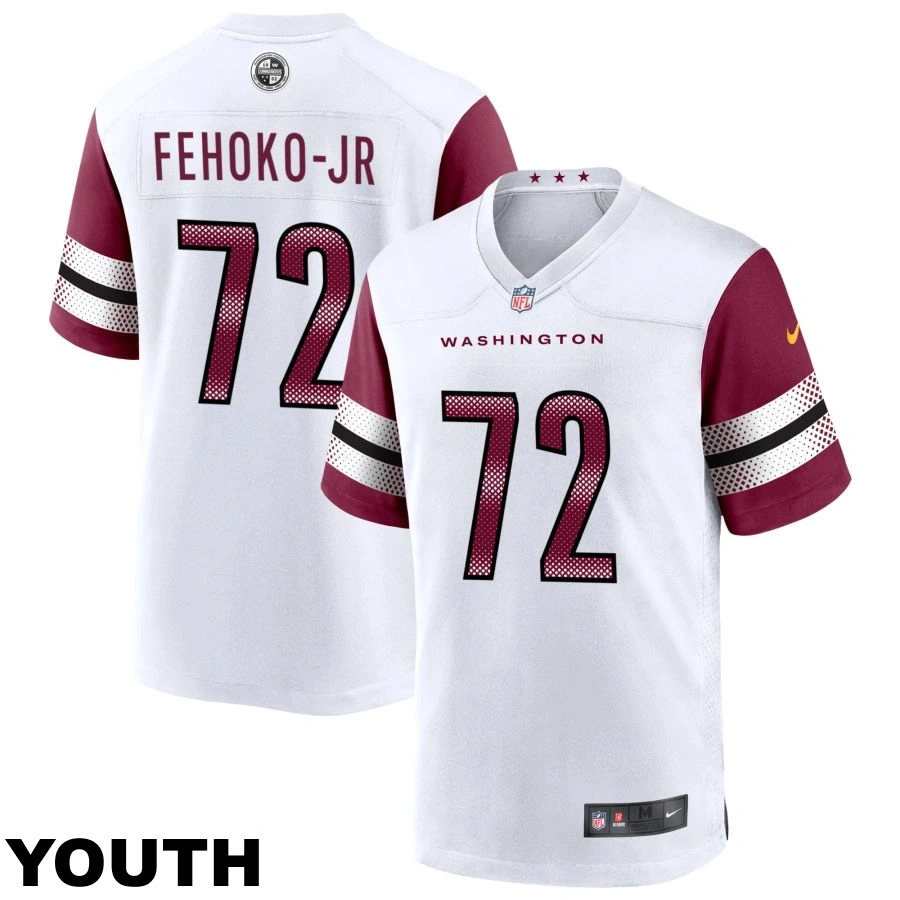 Youth Washington Commanders #72 Viliami Fehoko Jr White Game Player Jersey